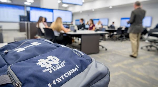 closeup of backpack with ND logo