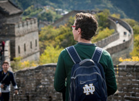 student standing on great wall of china