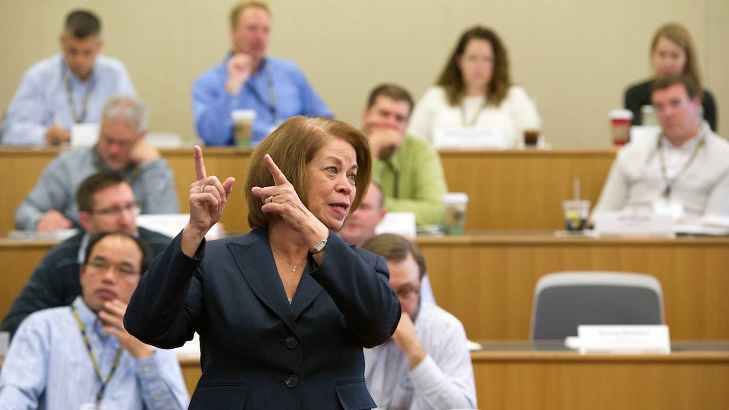 Instructor in front of class