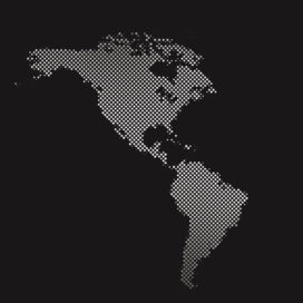 a map of the american continent made up of dots