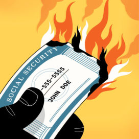 social security card on fire