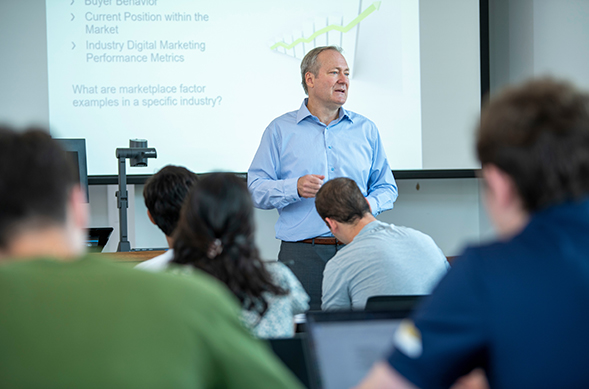 Professor Tim Bohling teaches in the Applied Digital Marketing class