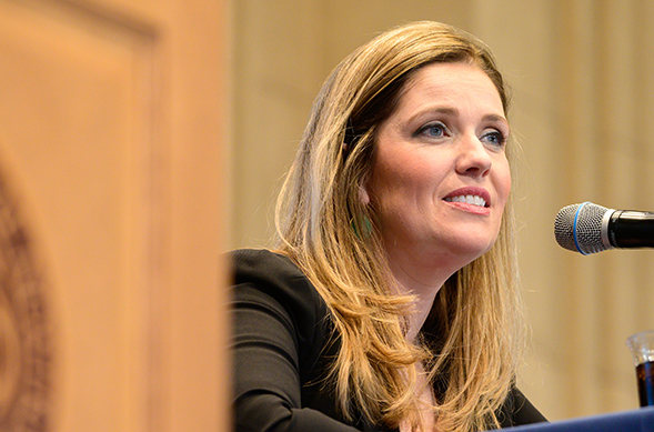 Kate Sullivan, a Notre Dame alumna, speaks at the Women's Investing Conference