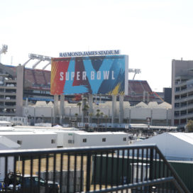 stadium with superbowl logo