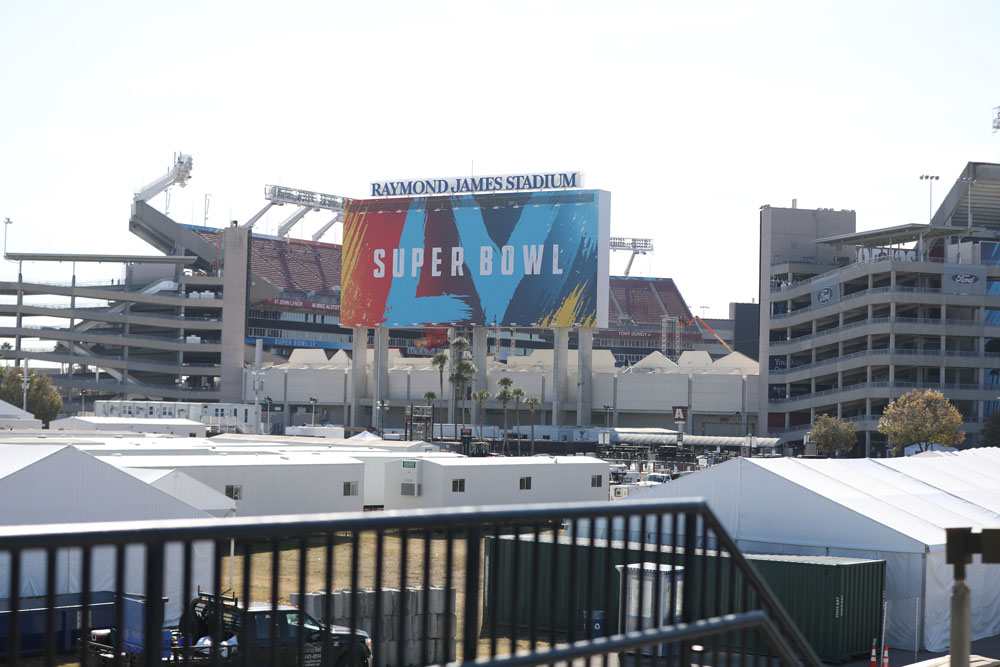 stadium with superbowl logo