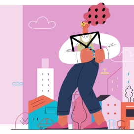 illustration of a diverse woman building a business
