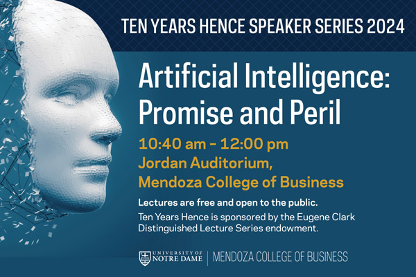 lecture series poster with an AI face